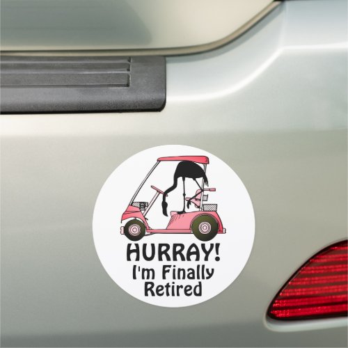 Funny Golf Theme Retirement with Flamingo Car Magnet