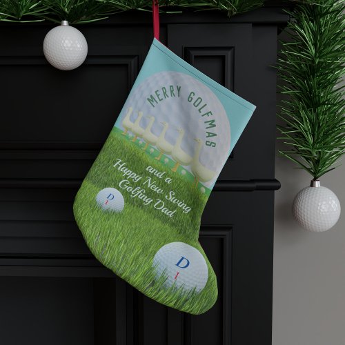 Funny Golf Theme Six Geese Christmas Stocking