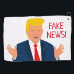 Funny golf towel gift with Donald Trump cartoon<br><div class="desc">Funny golf towel gift with Donald Trump cartoon. Personalized presents for him or her. Humorous golfing gifts for men and women. Fun Christmas or Birthday gift ideas for golfer, husband, dad, father, friend, co worker, boss, colleague, coach, instructor, trainer, teacher, grandpa, retired person, golf lover, republican etc. Add your own...</div>