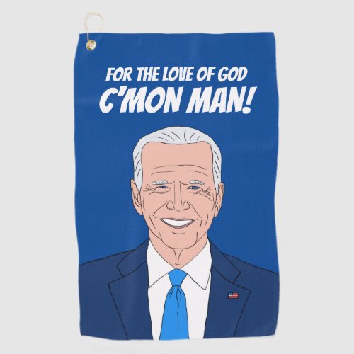 Funny golf towel gift with Joe Biden cartoon