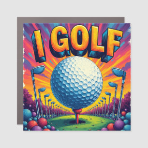 Funny Golf Typography Art: I Golf Car Magnet