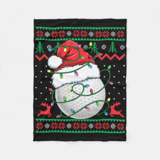 Funny Golf Ugly Christmas Sweater Womens Mens Golf Fleece Blanket