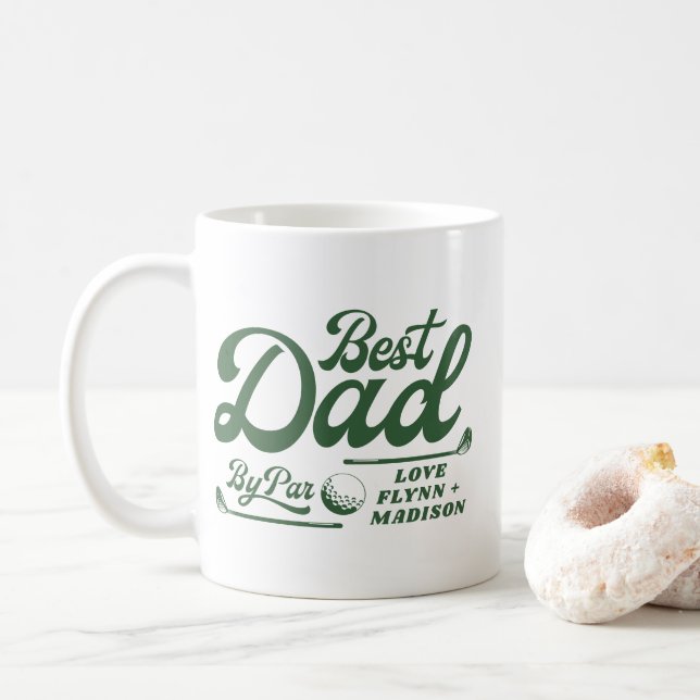 Funny Golfer Best Dad By Par | Father's Day  Coffee Mug (With Donut)