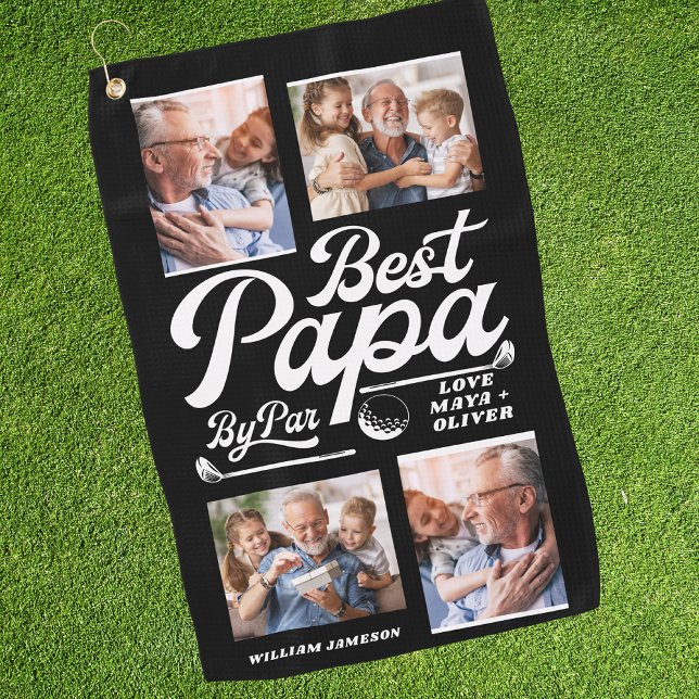Funny Golfer Best Dad By Par Photo | Father's Day  Golf Towel (Creator Uploaded)