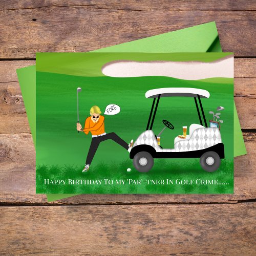 Funny Golfer Birthday Card With Beer  Hot Dog
