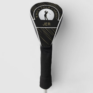 Funny Golfer Caddy Custom Monogrammed Black Gold Golf Head Cover