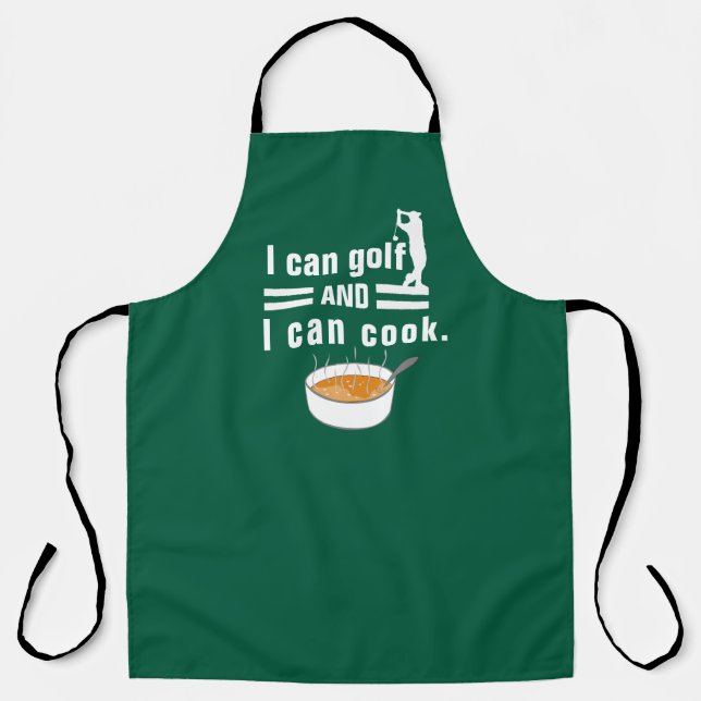 Funny Golfer Can Cook Quotes LOL Humor Golfer Apron (Front)