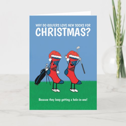 Funny Golfer Christmas Socks Holiday Card