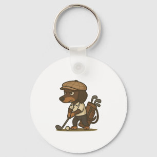 Funny Golfer Gift � Dachshund on the Tee Keychain