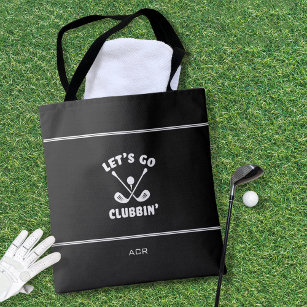 Funny Golfer Golf Club Humor Modern Sports Black Tote Bag