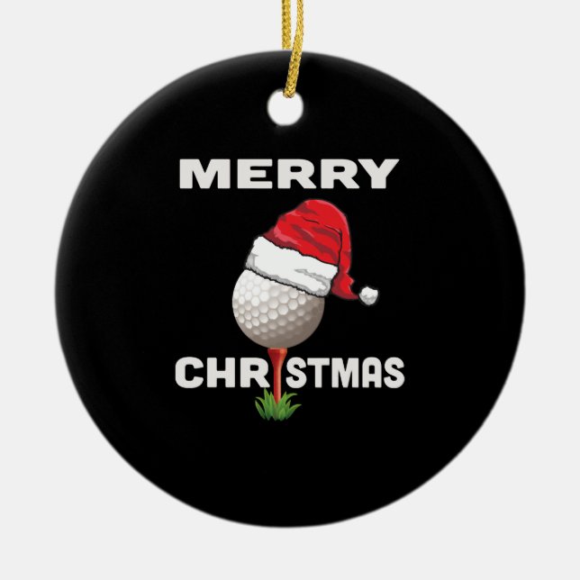 Funny Golfer Holiday Golf Ball Christmas Golfing Ceramic Ornament (Front)