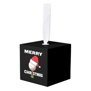 Funny Golfer Holiday Golf Ball Christmas Golfing Cube Ornament