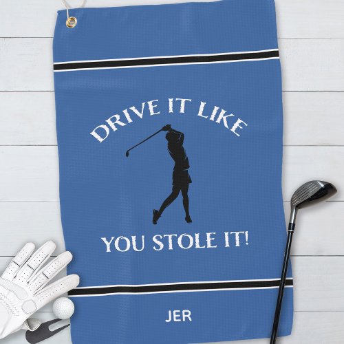 Funny Golfer Humor For Her Monogram Sports Blue Go Golf Towel