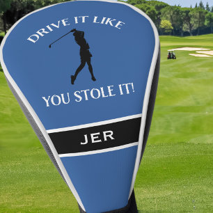 Funny Golfer Humor For Her Monogram Sports Blue Golf Head Cover