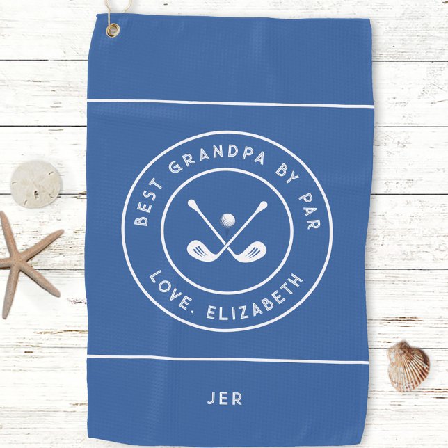 Funny Golfer Humor Golf | Best Grandpa By Par Blue Golf Towel (Funny Golfer Humor Golf | Best Grandpa By Par Blue Golf Towel)