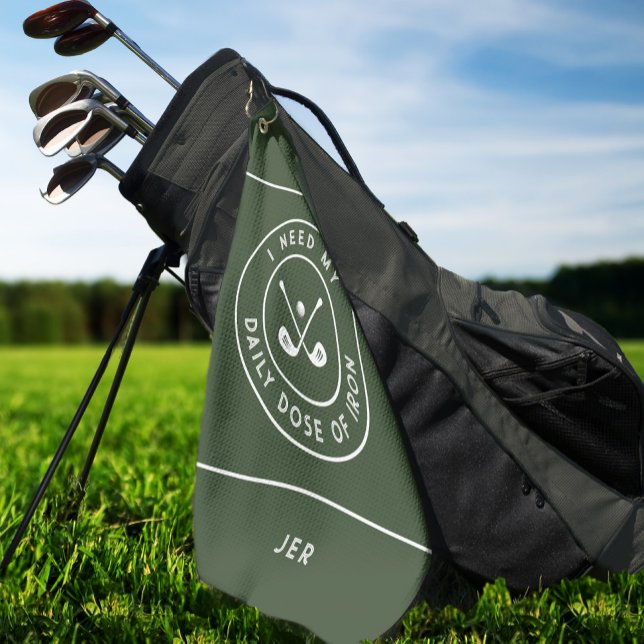 Funny Golfer Humor Golf Iron Sports Olive Green Towel (Creator Uploaded)