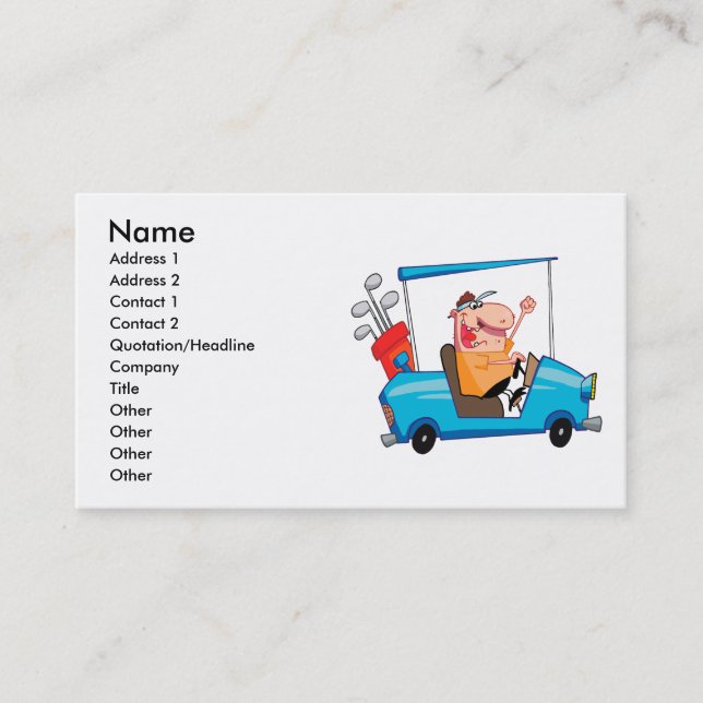 funny golfer in golf cart business card (Front)