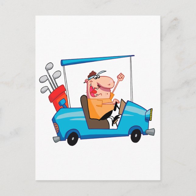 funny golfer in golf cart postcard (Front)