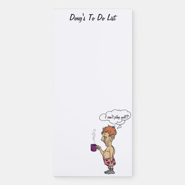 Funny Golfer in Underwear To Do List Magnetic Notepad (Front)
