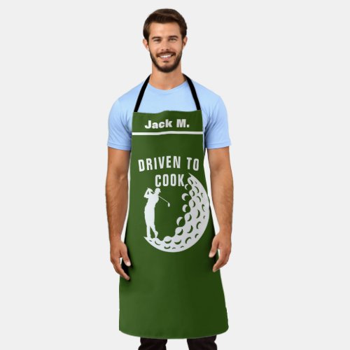 Funny Golfer Kitchen Gift Driven to Cook Golf Pun Apron