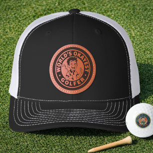 Funny Golfer Leather Patch Hat