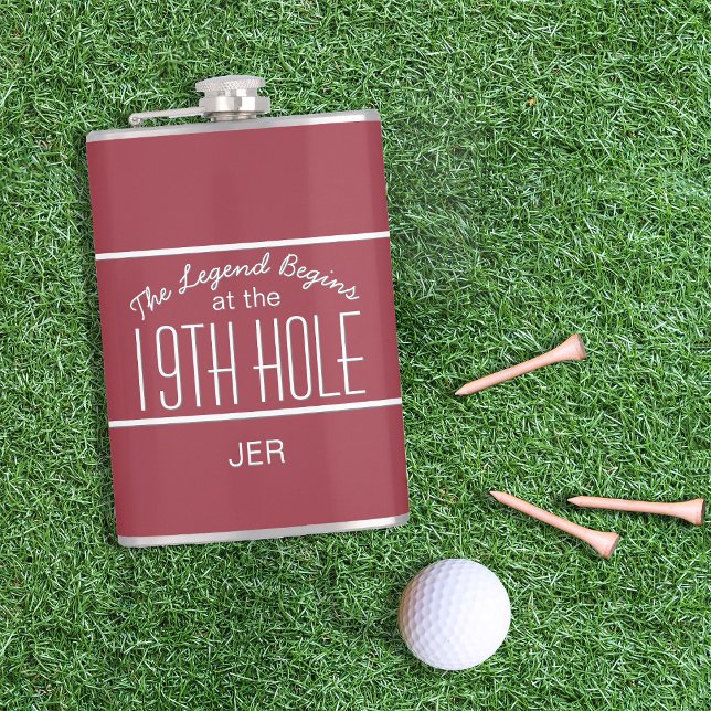 Funny Golfer Nineteenth Hole Monogrammed Initials  Flask (Creator Uploaded)