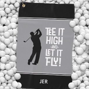Funny Golfer Quote Custom Gray Black Golf Towel