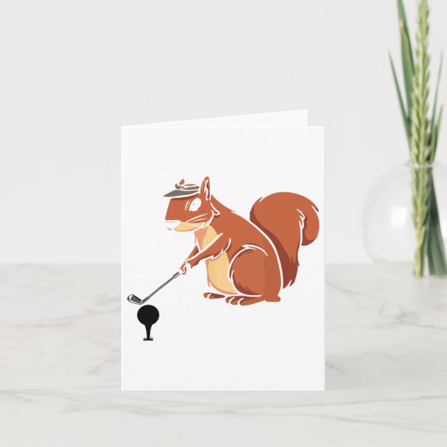 Funny Golfer Squirrel With A Golf Club - Golfing S Card (Front)