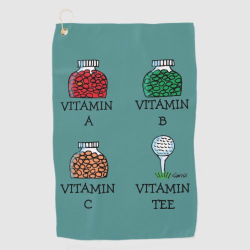 Funny Golfer Vitamin Tee Cartoon Golf Towel