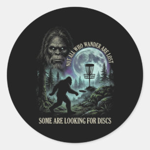 Funny Golfing Bigfoot Disc Golf Player 90s Graphic Classic Round Sticker