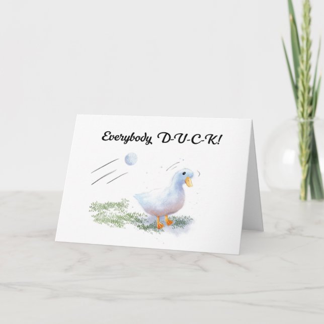 Funny Golfing Birthday with Duck Card (Front)