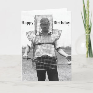 funny golfing cat Birthday Card
