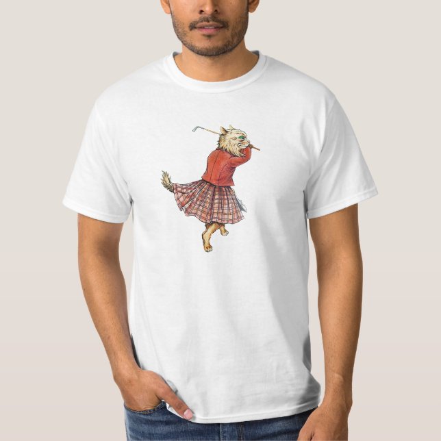Funny Golfing Cat Tshirt (Front)