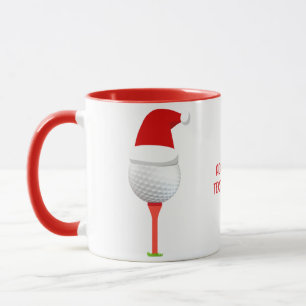 Funny Golfing Christmas Holiday Golf Ball Red Mug