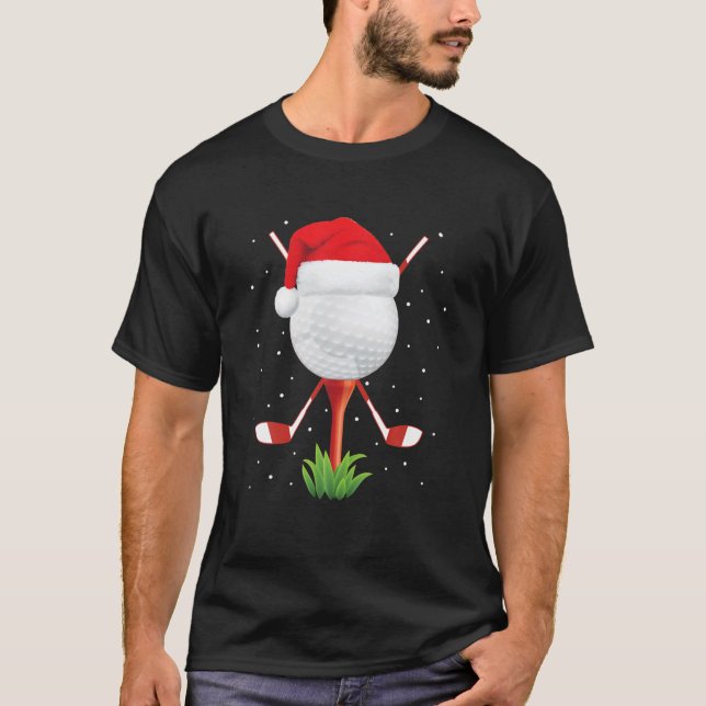 Funny Golfing Christmas Santa Golf Ball Player T-Shirt (Front)