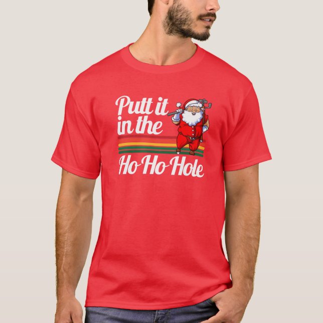 Funny Golfing Christmas Tee Holiday Golf Ball Sant (Front)
