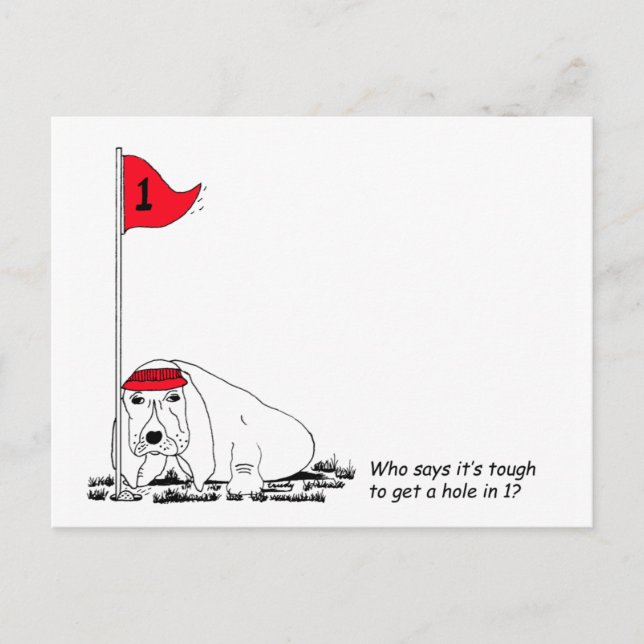 Funny Golfing Dog Postcard (Front)