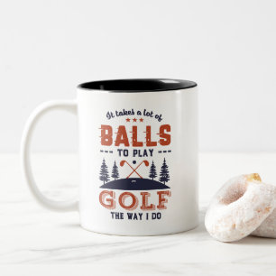 Funny Golfing Golfer Lots of Balls To Play Golf Two-Tone Coffee Mug