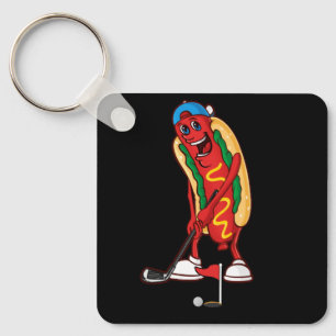 Funny Golfing Hot Dog Golf Cute Golfer Meme Sport  Keychain