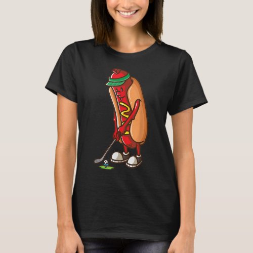 Funny Golfing Hot Dog Golf Gifts for Men Boys Golf T_Shirt