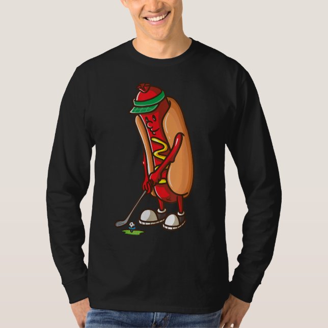 Funny Golfing Hot Dog Golf Gifts for Men Boys Golf T-Shirt (Front)