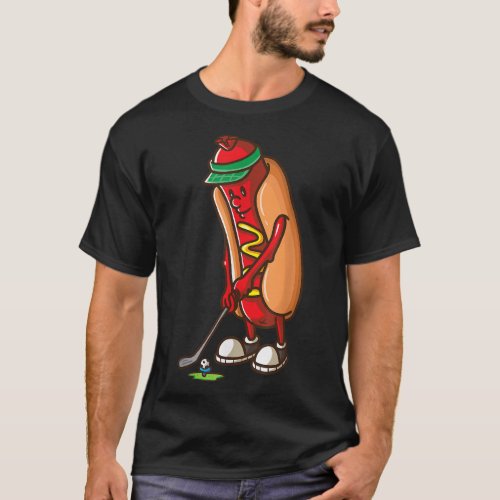 Funny Golfing Hot Dog Golf Gifts for Men Boys Golf T_Shirt