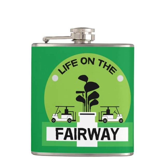 Funny Golfing Pros Golfing Fanatics Sports Flask (Front)