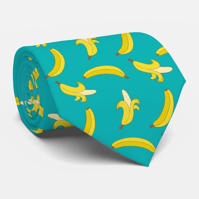 Funny Gone Bananas illustrated pattern Neck Tie (Rolled)