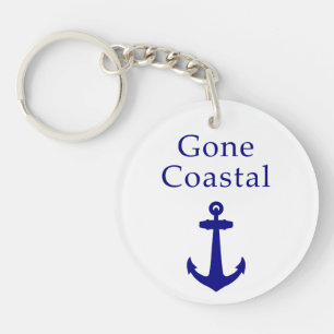 Funny Gone Coastal Nautical Blue Anchor Keychain