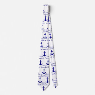 Funny Gone Coastal Nautical Blue Anchor Neck Tie