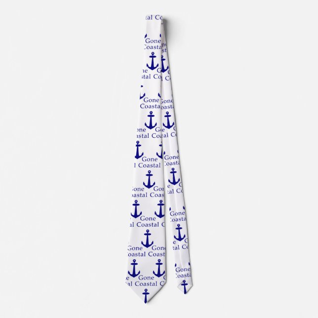 Funny Gone Coastal Nautical Blue Anchor Neck Tie (Front)