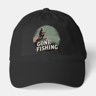 Funny Gone Fishing Outdoor Trucker Hat Retro Sunse