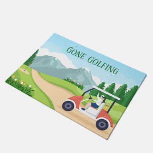 funny gone golfing lovers add text doormat