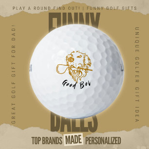 Funny Good Boi Golden Retriever Golf Mascot Name Balls